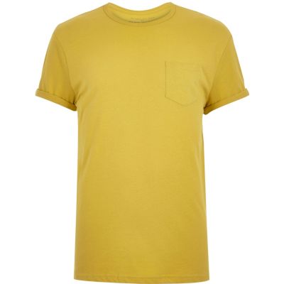 Dark yellow chest pocket t-shirt